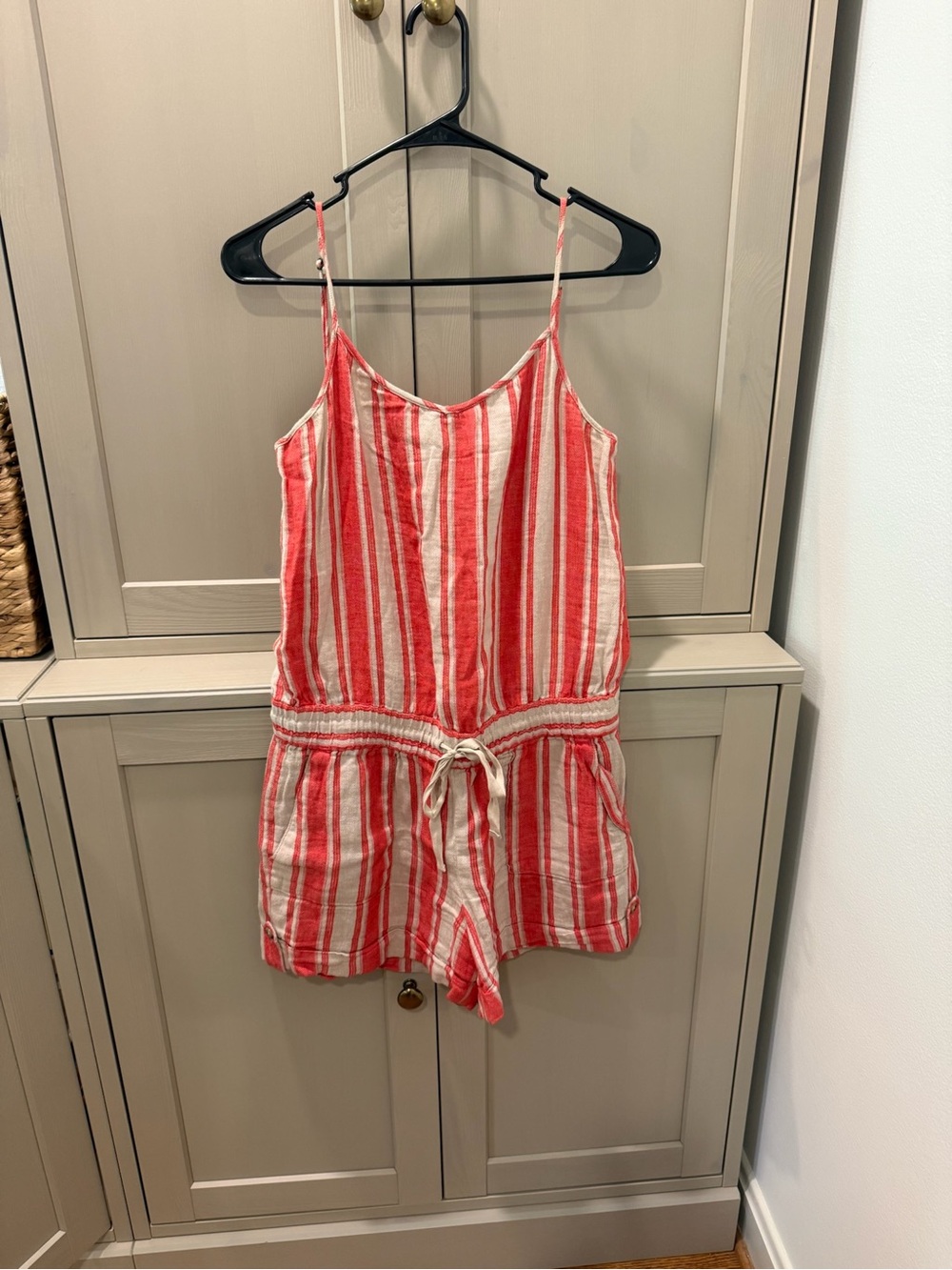 LOFT Red & Cream Striped Girls' Sleeveless One-Piece Romper
